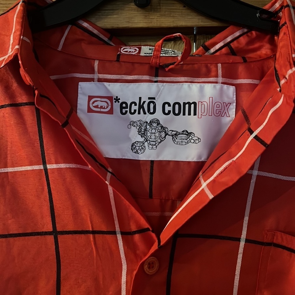 Echo Complex Red/Black/White Pattern Button Down … - image 2